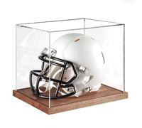 Vitrina Para Casco De Tamaño Completo - Transparente Con Soporte De Madera | Vitrina Para Casco De Fútbol Americano De Tamaño Completo | Para Artículos Deportivos De Colección: Béisbol, Hockey, B