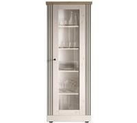 NASHVIL - Vitrine 1 Porte Aspect Chêne Blanchi et Chêne clair - Altobuy Beige