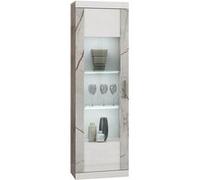 EROS - Vitrine 1 Porte Blanc Eclairage Led intégré avec Décor Latéral Aspect Marbre - Altobuy Blanc