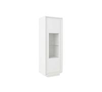 Vitrine 1 porte blanc laqué et verre piètement socle - AZONTO -