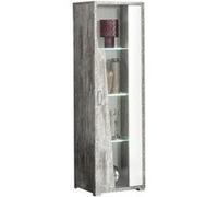 DENYS - Vitrine 1 Porte Droite Laqué Blanc et Effet Bois Taupe - Altobuy Blanc
