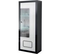Vitrine Altobuy ROBBIE - Vitrine 1 Porte Droite Laqué Noir et Blanc -