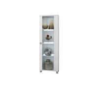 MARIKA - Vitrine 1 Porte Droite Laquée Blanche avec Leds -