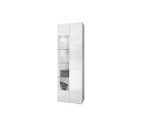 Vitrine 1 Porte Finition Blanc Laqué Relief Weiss Damiers et Leds - REBECCA - ALTOBUY Blanc G
