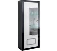 ROBBIE - Vitrine 1 Porte Gauche Laqué Noir et Blanc - Altobuy Blanc