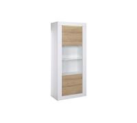 Vitrine 1 Porte Réversible Effet Chêne et Leds - DAYTON OAK -