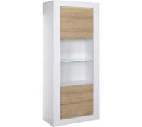 DAYTON OAK - Vitrine 1 Porte Réversible Effet Chêne et Leds