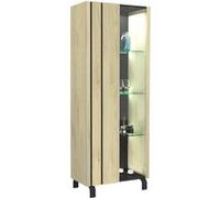 Vitrine 1 Porte Réversible Effet Chêne et Leds - YUMA - ALTOBUY Marron G