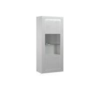 Vitrine 1 Porte Réversible Laquée Blanche et Leds - DAYTON WHITE -