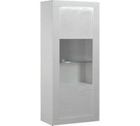 DAYTON WHITE - Vitrine 1 Porte Réversible Laquée Blanche et Leds - Altobuy Blanc