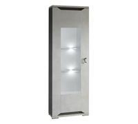 Vitrine 1 porte réversible + Led aspect ciment et anthracite - LIBECCIO