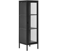 HENDRA - Vitrine 1 Portes Verre et Métal Noir H140cm