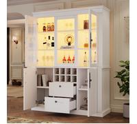 Vitrine 130 x 37,5 x 170,5 cm - 2 tiroirs , 4 portes , 8 casiers à vin · vitrines en verre LED , blanc