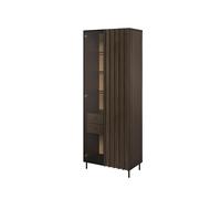 Vitrine 2 portes 2 tiroirs bois foncé 73 cm - CARENNE