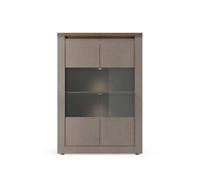 Vitrine 2 portes, 3 étagères en bois effet bronze et mercure H160 cm