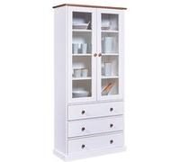 SOCOA - Vitrine 2 Portes 3 Tiroirs en MDF Laqué Blanc -