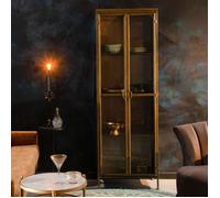 Vitrine en métal doré, 2 portes vitrées, 3 étagères, fermeture magnétique - Dutchbone, Gertlush - 64x42x184 cm