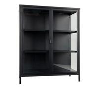 Vitrine 2 portes 80x40x101,5 cm en verre et acier noir