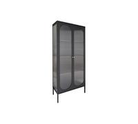 Vitrine 2 Portes Acier Noir et Verre Ondulé - METOS - ALTOBUY Noir G