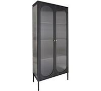 Vitrine 2 Portes Acier Noir et Verre Ondulé - METOS - ALTOBUY Noir G