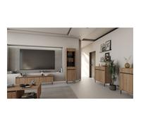 Vitrine 2 portes avec pieds noir - OSAKA - 56cm - chêne evoke