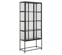 Vitrine 2 portes Dover - EMOB - Noir mat - 4 tablettes - Décor frêne noir