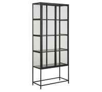 Vitrine 2 portes Dover - EMOB - Noir mat - 4 tablettes - Décor frêne noir