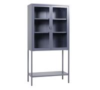 Vitrine 2 Portes en Verre "Misha" 150cm Gris