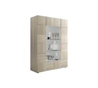 Vitrine 2 Portes Finition Aspect Bois Samoa Relief Damiers - REBECCA -