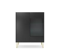 Vitrine 2 portes noir pieds métal 100 cm - ALICIA