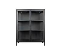 Vitrine 2 Portes Verre et Acier Noir H101cm - HENDRA -