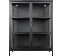 HENDRA - Vitrine 2 Portes Verre et Acier Noir H101cm -