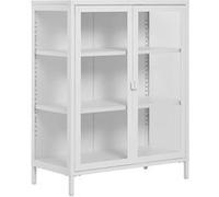 HENDRA - Vitrine 2 Portes Verre et Métal Blanc H101cm -