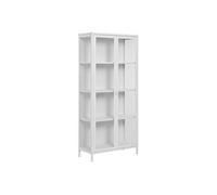 Vitrine 2 Portes Verre et Métal Blanc H175cm - HENDRA -