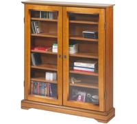 Vitrine 2 Portes Vitrées Merisier 6 Niches L 92.4 H 105.8 P 21.5 cm - L 92.4 x l 21.5 x H 105.8 cm