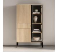 Vitrine 3 portes - BARNNEE - avec LED - chêne - 92 cm