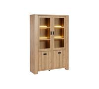 AltoBuy Vitrine 4 Portes avec éclairage LEDs Aspect Bois Finition Castel Oak - Anatole