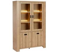 AltoBuy Vitrine 4 Portes avec éclairage LEDs Aspect Bois Finition Castel Oak - Anatole
