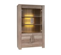 PRICE FACTORY just for you Vitrine 4 Portes Farra Coloris chêne Dab Canyon avec LED