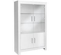 DENAE - Vitrine 4 Portes Laquée Blanc Brillant avec Eclairage Led - Altobuy Blanc