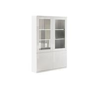 Altobuy Vitrine 4 portes DEYTON laquée blanc brillant avec LEDs