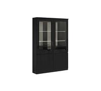 Vitrine 4 Portes Laquée Noir Brillant avec Leds - DEYTON -