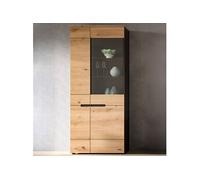 Vitrine 80x37x190cm avec décor naturel et anthracite - KANUT
