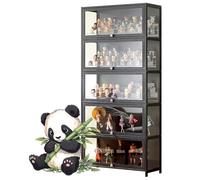 Vitrine à 1/2/3/4/5 Niveaux, Armoire de curiosités avec Portes en Acrylique, vitrine de Figurines et de Collection de curiosités, étagère etibliothèque pour Salle de Jeux, 172x60x33cm(5 Tier)-Black