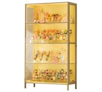 Vitrine à 4 Niveaux avec 2 Portes Latérales, Étagère avec Lampe LED, Décoration D'intérieur, for Figurines, Jouets, Livres(80cm/31.5in)