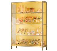 Vitrine à 4 Niveaux avec 2 Portes Latérales, Étagère avec Lampe LED, Décoration D'intérieur, for Figurines, Jouets, Livres(102cm/40in)