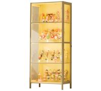 Vitrine à 4 Niveaux avec 2 Portes Latérales, Étagère avec Lampe LED, Décoration D'intérieur, for Figurines, Jouets, Livres(60cm/23.6in)