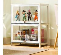 Vitrine à 5 étages en bambou avec porte en verre acrylique - Rangement haute capacité pour objets de collection, design à rabat, forte capacité de charge, vitrine moderne Curio