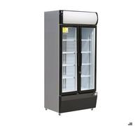 Vitrine à boissons ventilée positive 568 Litres, 2 portes double vitrage, finition époxy blanche, sur roulettes, 350 W, 220 V -