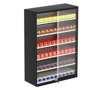 Vitrine à Cigarettes, présentoir Commercial pour Cigarettes, cigares, Bonbons et Petits Jouets - Présentoir de Point de Vente avec Serrure et clé, Noir, 62,5 x 28,5 x 90 cm